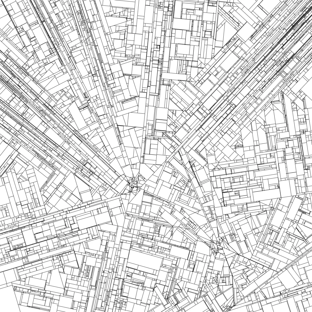 Wireframe render of a room captured with Lagarsoft LiDAR Scanner and viewed in the USDZ web viewer