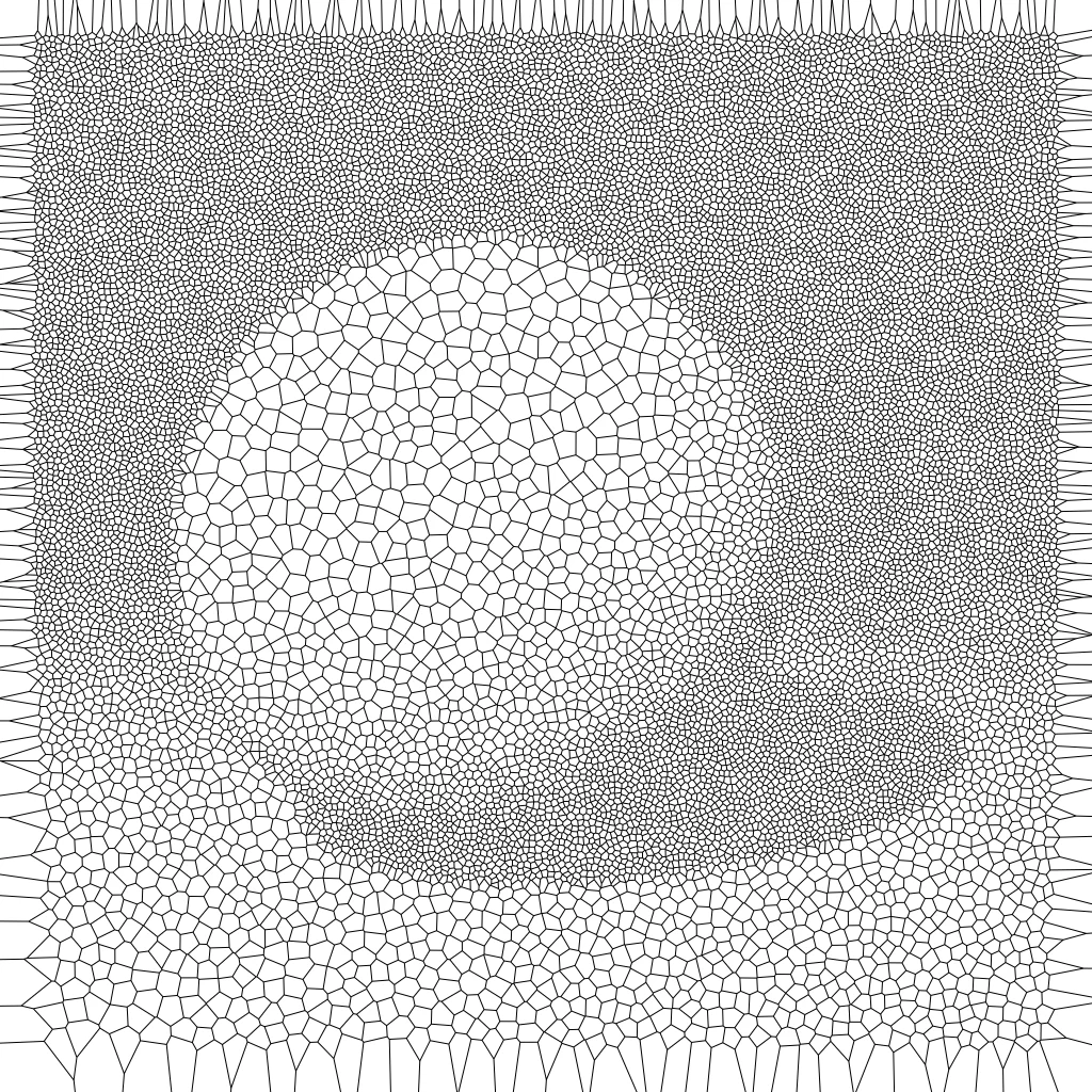 Voronoi mesh pattern representing a LiDAR scan of a room